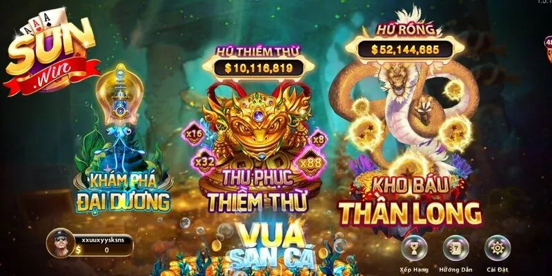 Sảnh game bắn cá Sunwin thiết kế như một đại dương thu nhỏ sống động 