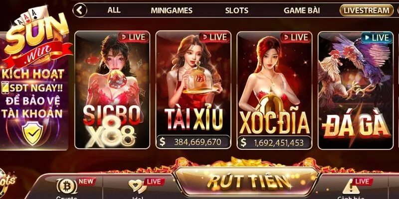 Sảnh Casino Sunwin được giới chuyên môn đánh giá là linh hồn của hệ thống
