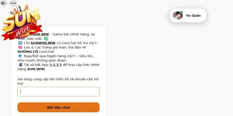 Liên hệ trực tiếp bộ phận CSKH để lấy đường link Sunwin mới nhất 