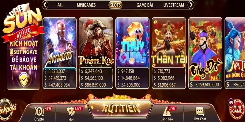 Sảnh game nổ hũ Sunwin là nơi tập hợp hàng loạt trò chơi slot đa dạng